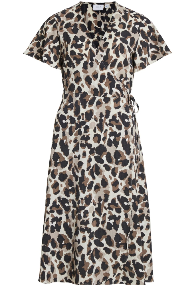 VILOVIE S/S WRAP MIDI DRESS/SU - NO 14059666 BIRCH/ASTRID